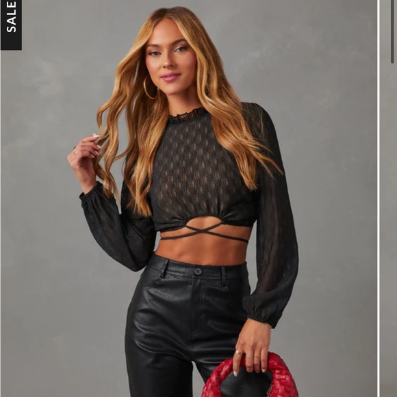 NWT Vesper cutout tie waist long sleeve top - Picture 3 of 6